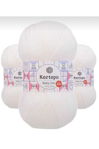 Kartopu Baby One 5 Pieces Hand Knitting Thread 010 White