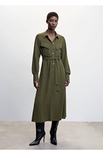 MANGO Woman Belted Shirt Dress