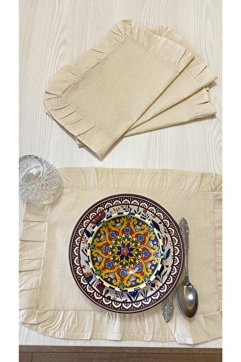White Alamode Ruffled Placemat Set 35x45cm