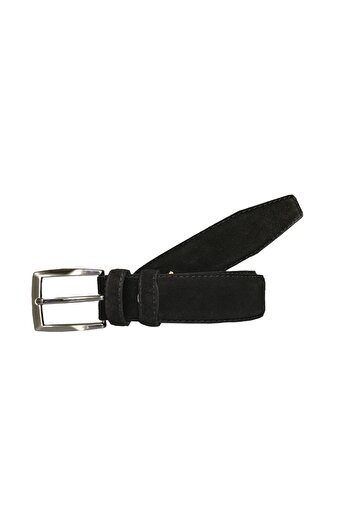 GoDeri %100 Hakiki Kaliteli Süet Deri 3.5 Cm Siyah Klasik, Kumaş Pantolon Kemeri=dk-sü-kla