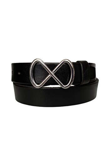 GoDeri 100% Genuine Leather, Black Women's Jeans with Silver Endless Buckle, Sports Belt 4 Cm=an-byn-41