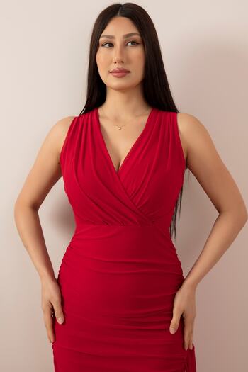 PULLIMM Zero Sleeve Skirt Detailed Double Breasted Collar Dress 13392