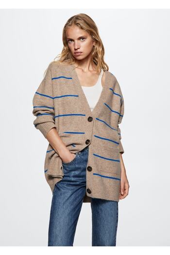 MANGO Woman Buttoned Striped Cardigan