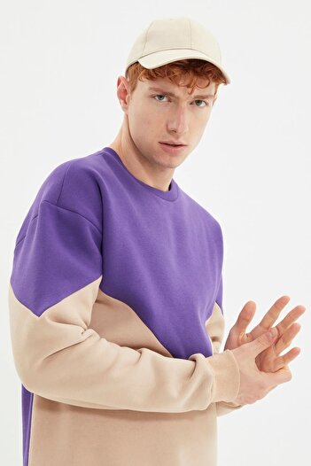 Trendyol Collection Фіолетовий флісовий світшот Regular Fit TMNAW21SW1162
