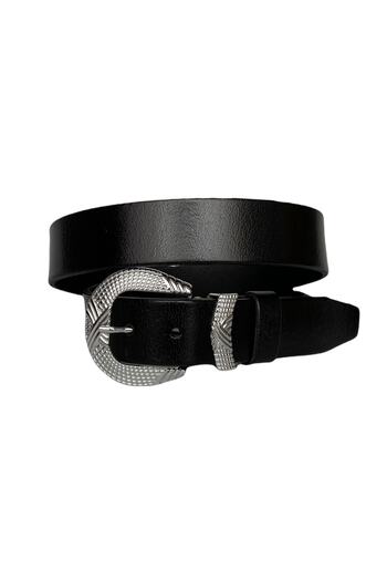 GoDeri %100 Hakiki Deri, Gümüş Tokalı, Metal Köprülü Siyah Kadın Kot Kemeri 4 Cm=an-byn-63