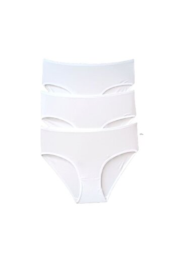 odix Panties White High Waist Full Lycra Size Large Size Combed Cotton Underwear Coton 3 Pieces