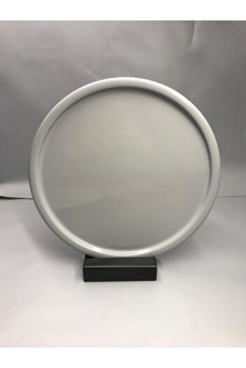 Mira züccaciye 30 Cm Matte Gray Metal Round Tea, Coffee, Cake Serving Tray Decorative Presentation Tray