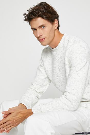 Koton Men's Off White Sweatshirt 3SAM70008MK
