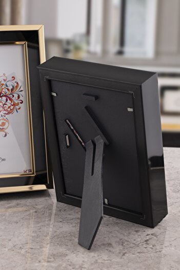 Seniste Milano Glass Decorative Picture Frame Black-gold Adjustable Stand-Wall Hangable 15x21 Cm