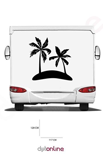 Dijitonline Autocolant Spate Caravană - Autocolant Palmier - 120x117 Cm