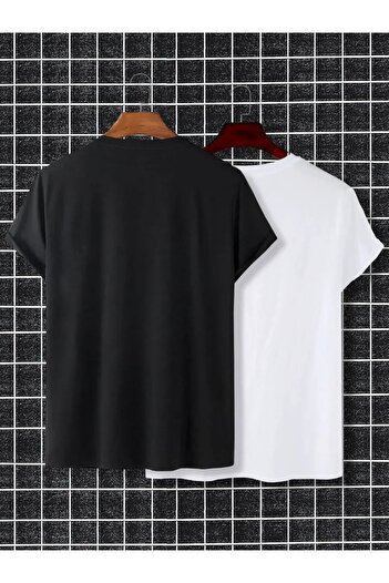 trendgar Διπλό Μαύρο-άσπρο T-Shirt