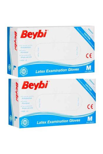 Beybi Examination Gloves Medium Powdered Latex 100 Pack x 2 Pack