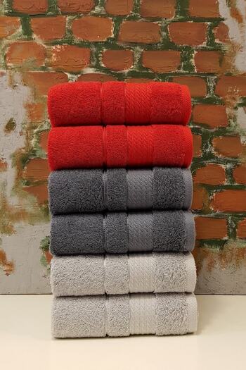 Özdilek Trendy Towel 6-pack-a.grey Dark-gray Red