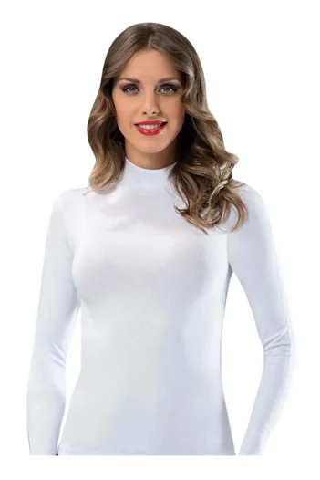 imer 1278 Turtleneck Long Sleeve T-Shirt White