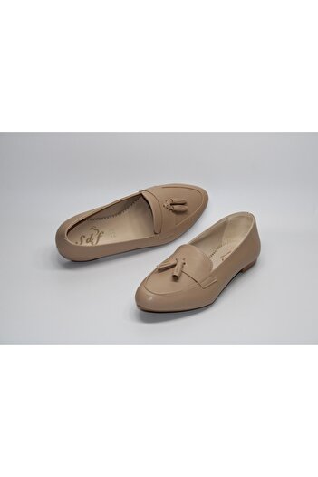 Sedef Women's Non-Slip Flat Sole Tasseled Classic-Sports Mink Daily Ballerina Shoes