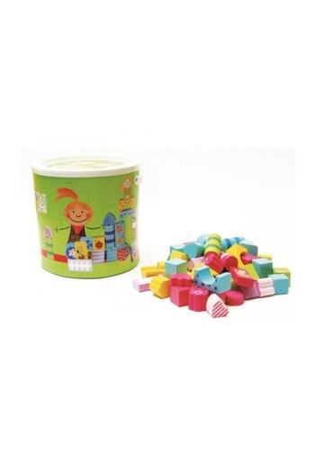 Bigpoint Hongji̇ Wooden Patterned Blocks 60 Pieces (Bucket) (Bo