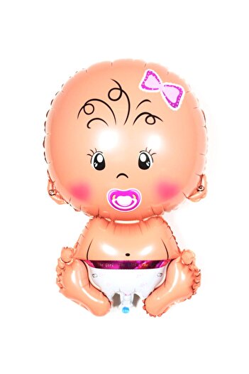 Kazanabil Inflate Yourself Flying Foil Balloon with Baby Girl Figure Pink