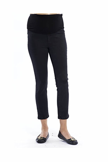 Motherway Black Maternity Slimfit Short Leg Trousers Pm213