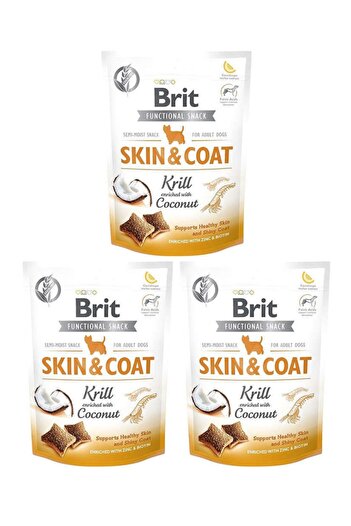Brit Functional Snack Skin Coat Kril Ve Hindistan Cevizli Köpek Ödül Maması 150 Gr X 3