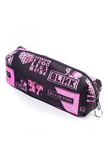 AlpCollection Black Blackpink Kpop Patterned Pencil Holder Zippered Makeup Bag