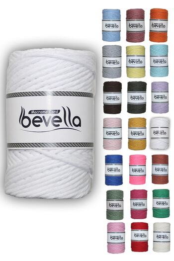 Bevella Macrame Cord Scalloped Macrame Thread 3mm Scalloped Cotton Single Twist Macrame Thread White Optical