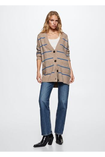MANGO Woman Buttoned Striped Cardigan