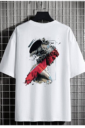 DEEPSENCE Unisex Λευκό μπλουζάκι Oversize Apollo Back Printed