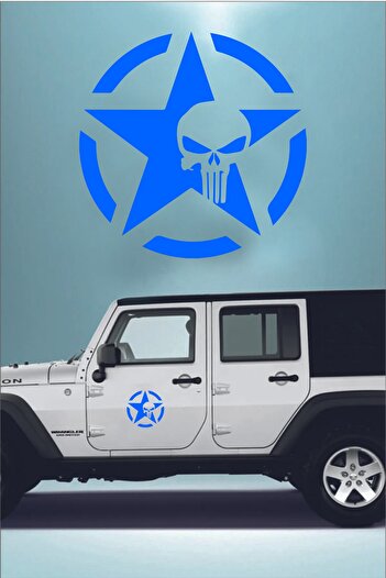MegaSticker Army Star Căciulă 2 bucăți Autocolant cu Stea Militar Off Road 15x15 cm