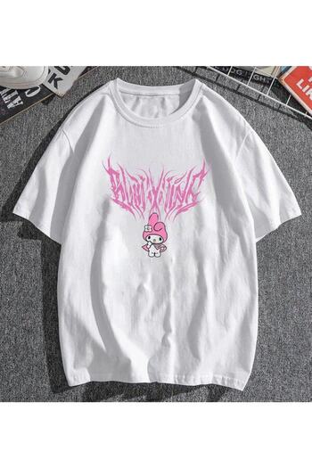 Touz My Vision Melody Pink White Unisex Oversize T-shirt