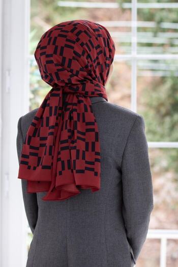Vissona Women's Luxury Medina Silk Shawl Claret Red-1