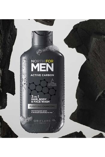 Oriflame North For Men Active Carbon 3 in 1 Hair, Body and Face Cleanser