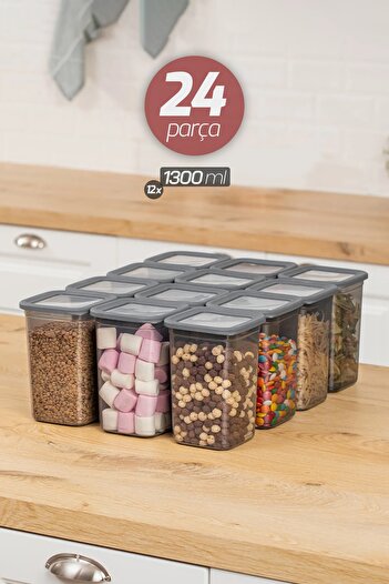 Turnberry 12 Pieces 24 Pieces 1300ml Rectangular Dry Pulses and Food Storage Container Set with Vacuum Lid