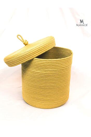 MaVaux Çok Amaçlı,kapaklı 30cm-30cm Büyük Boy, Sepet, Jüt, Hasır, Dokuma Sepet, Düzenleyici