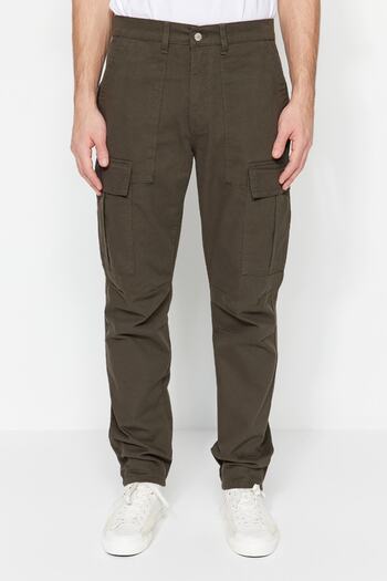 Trendyol Collection Khaki Slim Fit Cargo Gabardine Trousers TMNSS23PL00042