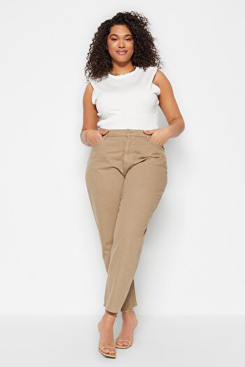 Trendyol Curve Mink High Waist Mom Fit Jeans TBBSS23AR00008