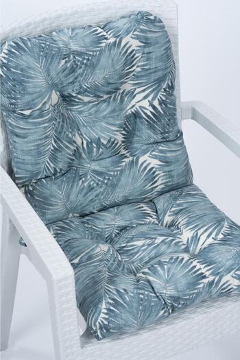 ALTINPAMUK Μαξιλάρι καρέκλας Neva Pofidik Palm Blue με ειδικά ραμμένα κορδόνια, 44x88 cm