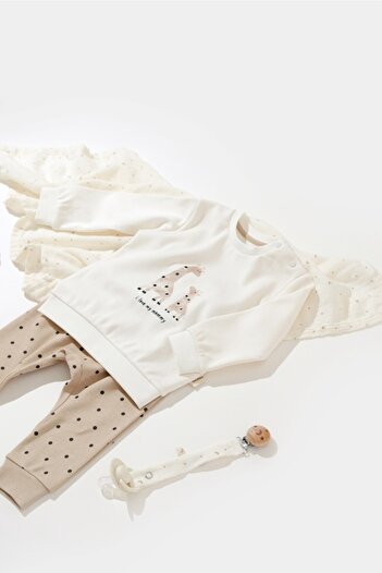 BabyCosy Organic Giraffe Patterned Long Sleeve Top&Bottom Set
