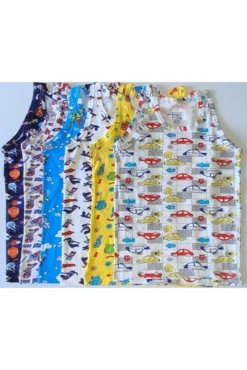 Tutku Boy's 6" Mixed Patterned Elastane Cotton Undershirt