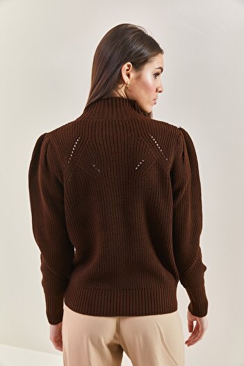 Bianco Lucci Women's Stone Embroidered Knitwear Sweater