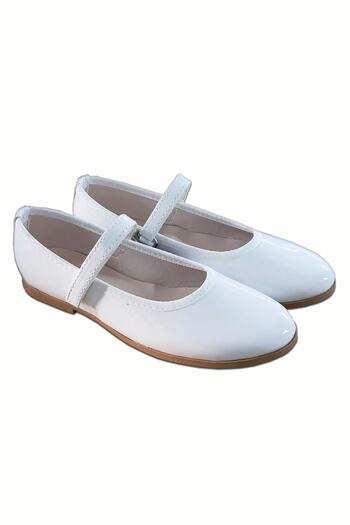welissa White Patent Leather Girl's Ballerinas