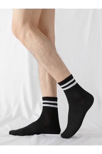 BGK Unisex 6 Pairs Plain Black-white Tennis Socks