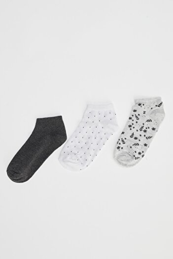 DeFacto Women's 3-Piece Cotton Booties Socks R8329Az21Sp