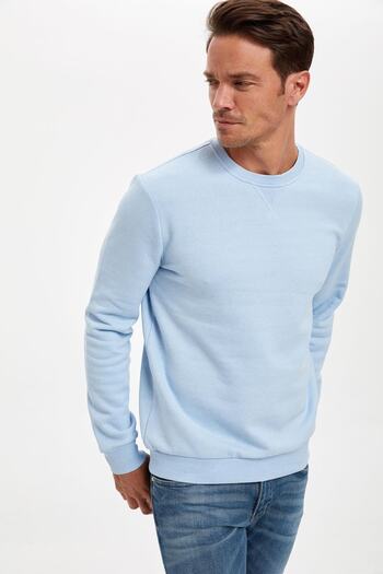 DeFacto Regular Fit Crew Neck Basic Cotton Sweatshirt