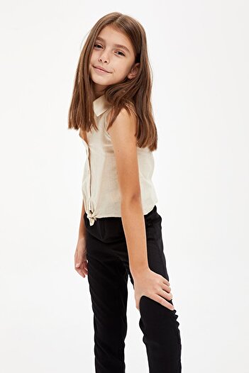 DeFacto Girl's Sleeveless Shirt with Tie Detail