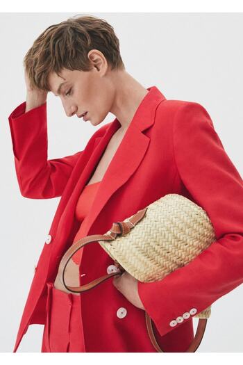 MANGO Woman Leather Basket Bag