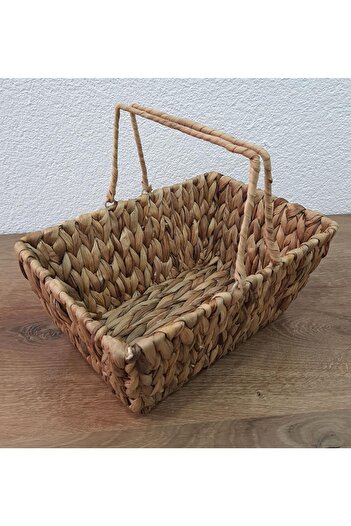 EVİMTATLIEVİM Wicker Basket with Handle and Metal Cage 30cm