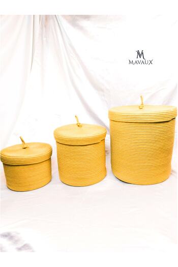 MaVaux Çok Amaçlı,kapaklı 30cm-30cm Büyük Boy, Sepet, Jüt, Hasır, Dokuma Sepet, Düzenleyici