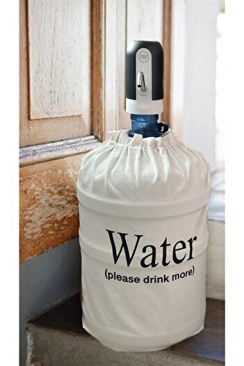 NT Handmade Water Printed 40x50 Cm Drawstring White Bottle Case - Organizer for Kitchen Concept Decoration