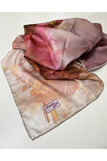 Armine Sport Twill (tivil) Nostalji Desen Eşarp Pembe Somon