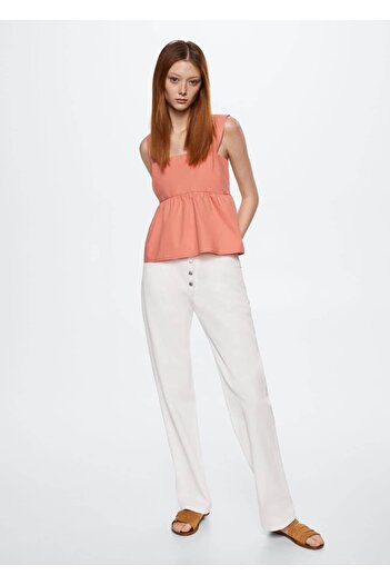 MANGO Woman Flounce Cotton Blouse